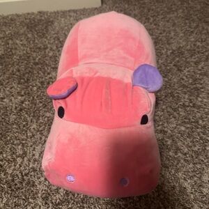 Adorable Pink Hippo Plush Toy with Purple Ears